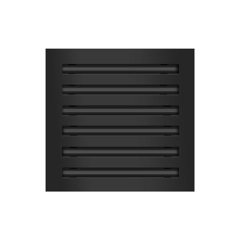 Front of 12x12 Modern Air Vent Cover Black - 12x12 Standard Linear Slot Diffuser Black - Texas Buildmart