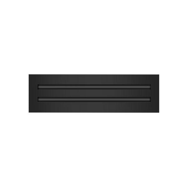 Front of 14x4 Modern Air Vent Cover Black - 14x4 Standard Linear Slot Diffuser Black - Texas Buildmart