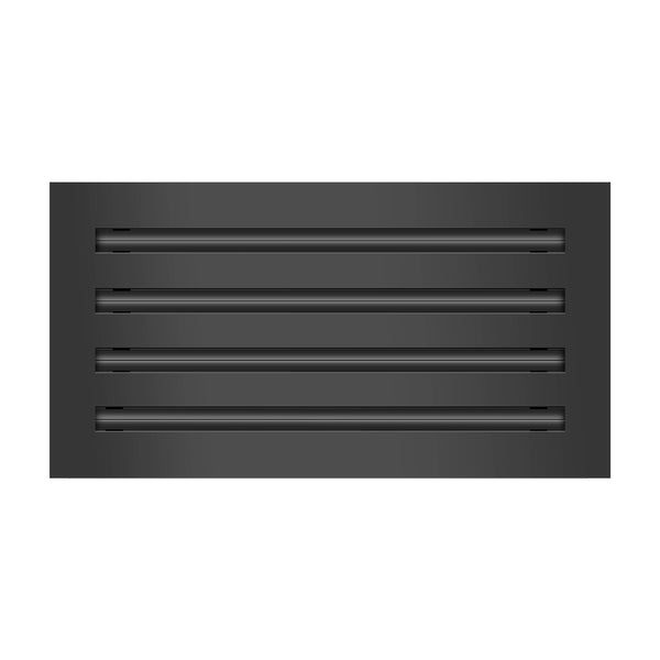 Front of 16x8 Modern Air Vent Cover Black - 16x8 Standard Linear Slot Diffuser Black - Texas Buildmart
