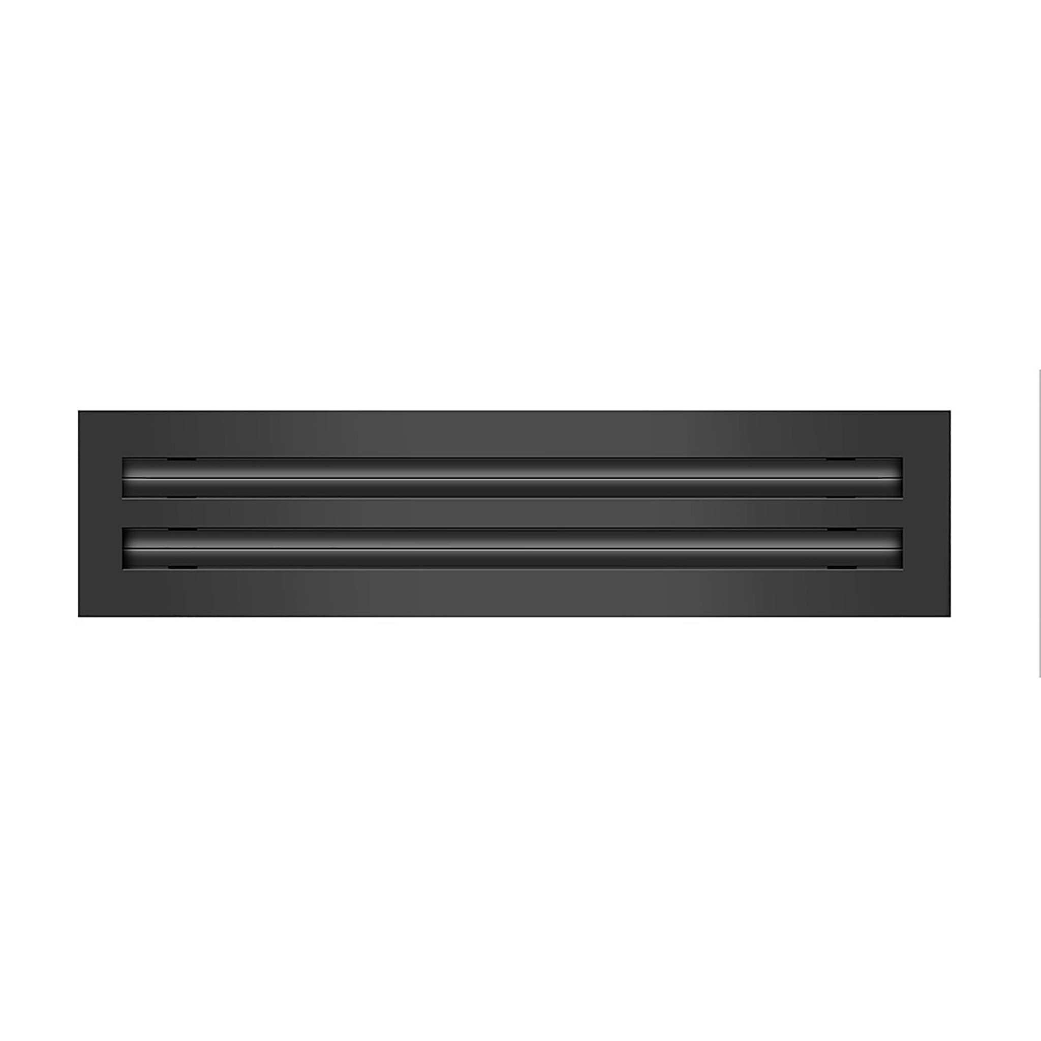 Front of 18 Inch 2 Slot Linear Air Vent Cover Black - 18 Inch 2 Slot Linear Diffuser Black - Texas Buildmart