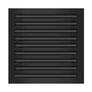 Front of 18x18 Modern Air Vent Cover Black - 18x18 Standard Linear Slot Diffuser Black - Texas Buildmart