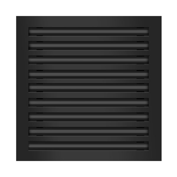 Front of 18x18 Modern Air Vent Cover Black - 18x18 Standard Linear Slot Diffuser Black - Texas Buildmart