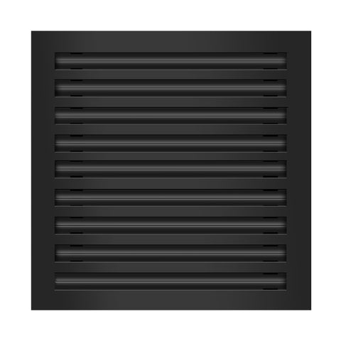 Front of 18x18 Modern Air Vent Cover Black - 18x18 Standard Linear Slot Diffuser Black - Texas Buildmart
