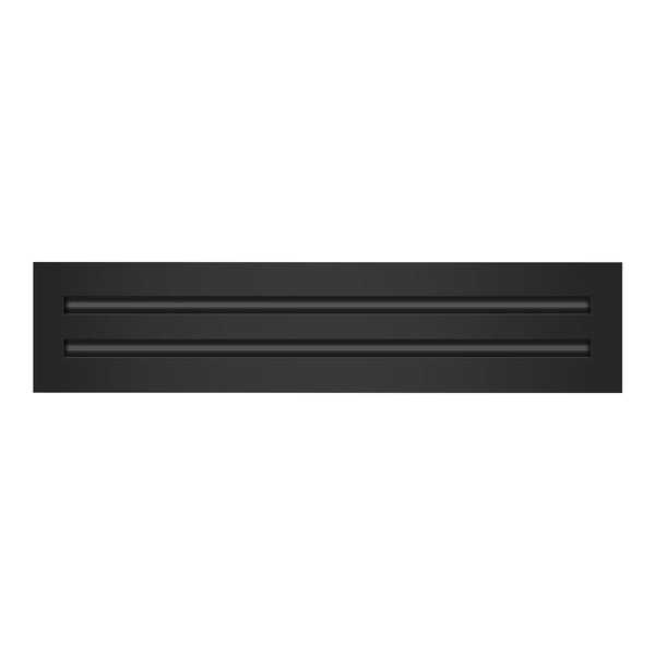 Front of 18x4 Modern Air Vent Cover Black - 18x4 Standard Linear Slot Diffuser Black - Texas Buildmart