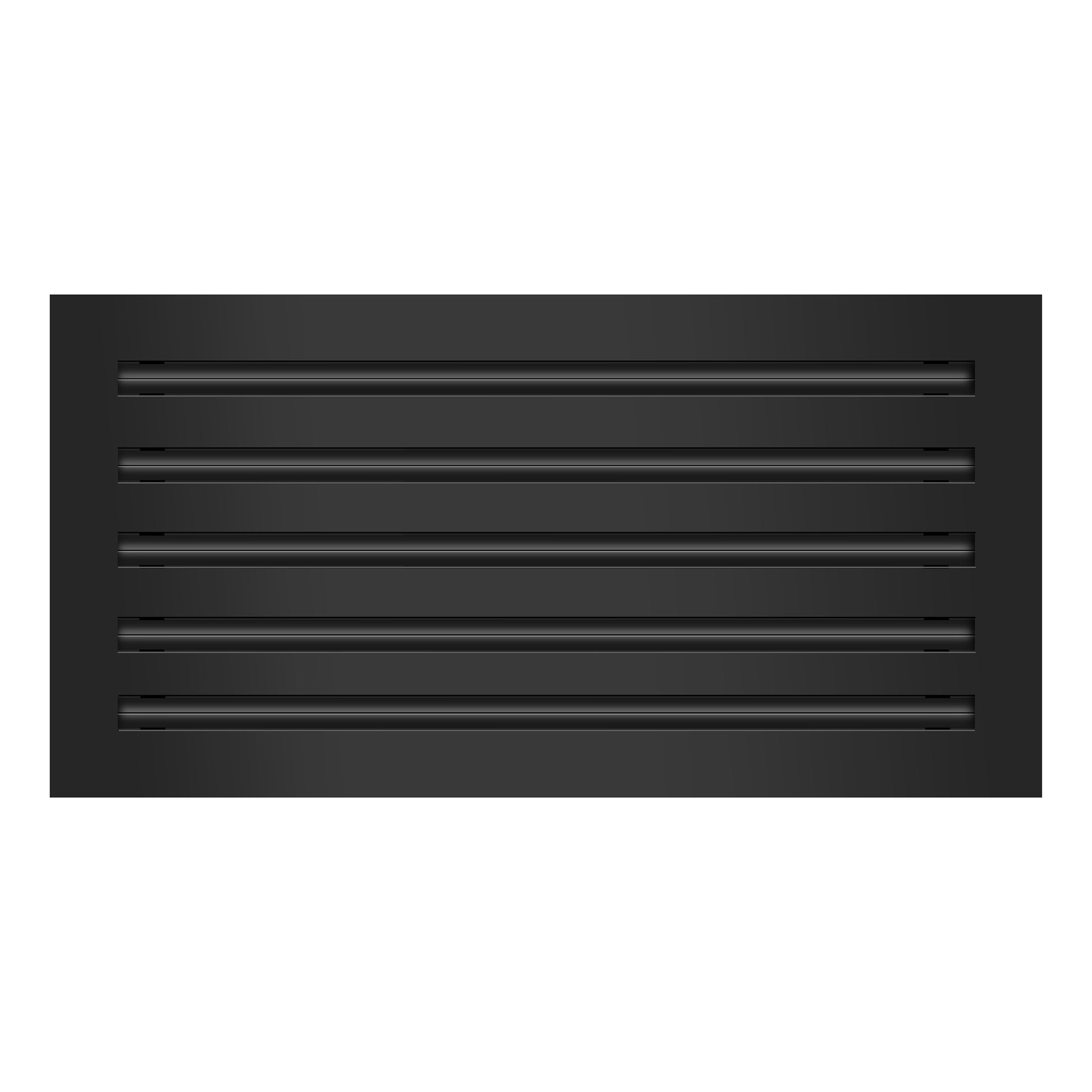 Front of 20x10 Modern Air Vent Cover Black - 20x10 Standard Linear Slot Diffuser Black - Texas Buildmart