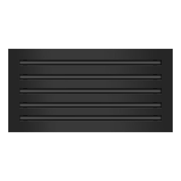 Front of 20x10 Modern Air Vent Cover Black - 20x10 Standard Linear Slot Diffuser Black - Texas Buildmart