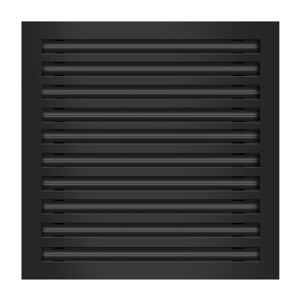 Front of 20x20 Modern Air Vent Cover Black - 20x20 Standard Linear Slot Diffuser Black - Texas Buildmart