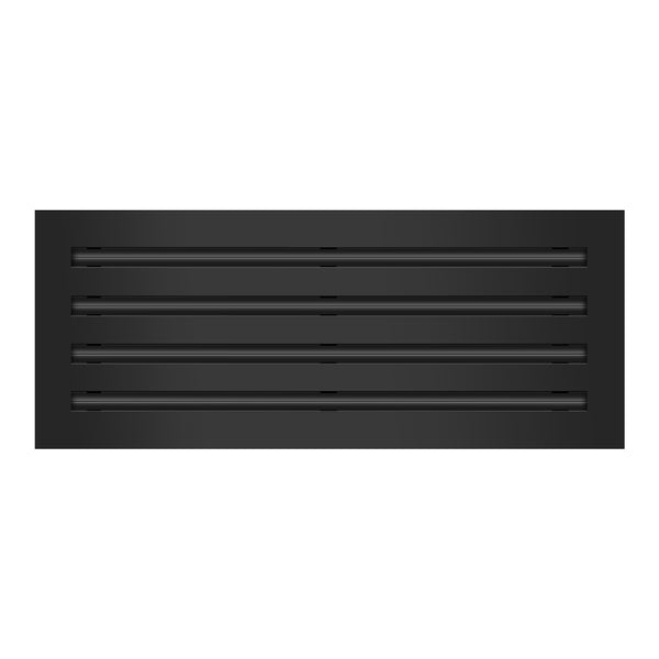 Front of 20x8 Modern Air Vent Cover Black - 20x8 Standard Linear Slot Diffuser Black - Texas Buildmart
