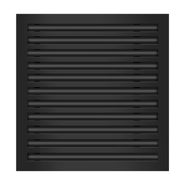 Front of 22x22 Modern Air Vent Cover Black - 22x22 Standard Linear Slot Diffuser Black - Texas Buildmart