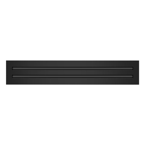 Front of 22x4 Modern Air Vent Cover Black - 22x4 Standard Linear Slot Diffuser Black - Texas Buildmart