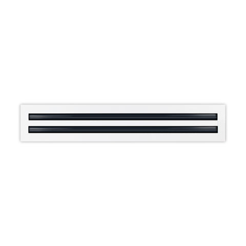 Front of 24 Inch 2 Slot Linear Air Vent Cover White - 24 Inch 2 Slot Linear Diffuser White - Texas Buildmart