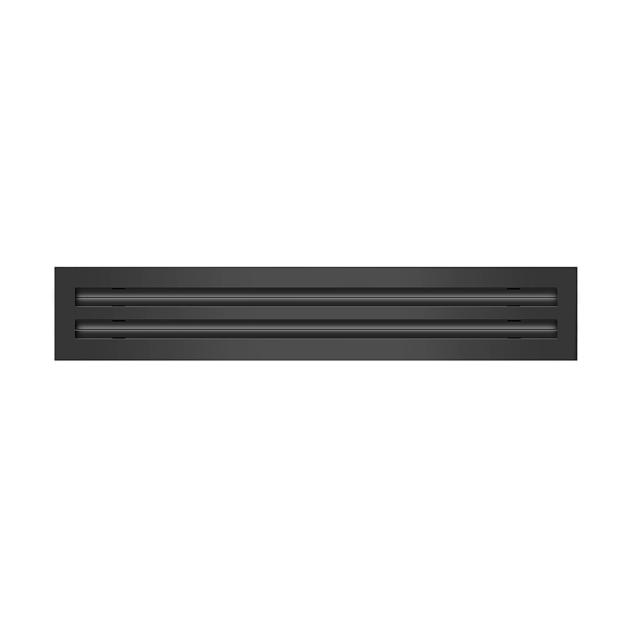 Front of 24 Inch 2 Slot Linear Air Vent Cover Black - 24 Inch 2 Slot Linear Diffuser Black - Texas Buildmart