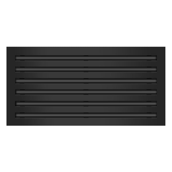 Front of 24x12 Modern Air Vent Cover Black - 24x12 Standard Linear Slot Diffuser Black - Texas Buildmart