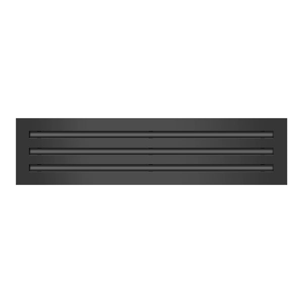 Front of 24x6 Modern Air Vent Cover Black - 24x6 Standard Linear Slot Diffuser Black - Texas Buildmart