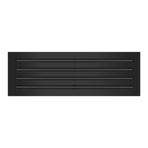 Front of 24x8 Modern Air Vent Cover Black - 24x8 Standard Linear Slot Diffuser Black - Texas Buildmart