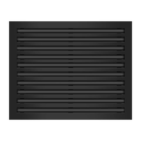 Front of 25x20 Modern Air Vent Cover Black - 25x20 Standard Linear Slot Diffuser Black - Texas Buildmart