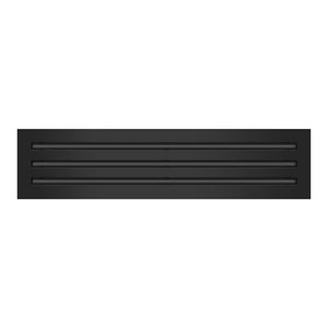 Front of 25x6 Modern Air Vent Cover Black - 25x6 Standard Linear Slot Diffuser Black - Texas Buildmart