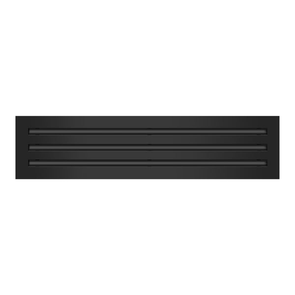 Front of 25x6 Modern Air Vent Cover Black - 25x6 Standard Linear Slot Diffuser Black - Texas Buildmart