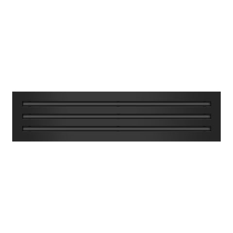 Front of 25x6 Modern Air Vent Cover Black - 25x6 Standard Linear Slot Diffuser Black - Texas Buildmart