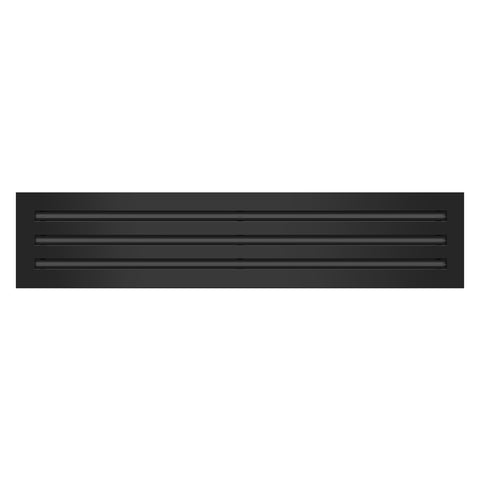 Front of 28x6 Modern Air Vent Cover Black - 28x6 Standard Linear Slot Diffuser Black - Texas Buildmart