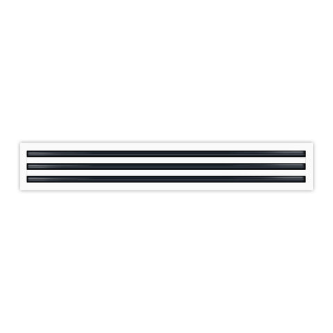 Front of 36 Inch 3 Slot Linear Air Vent Cover White - 36 Inch 3 Slot Linear Diffuser White - Texas Buildmart