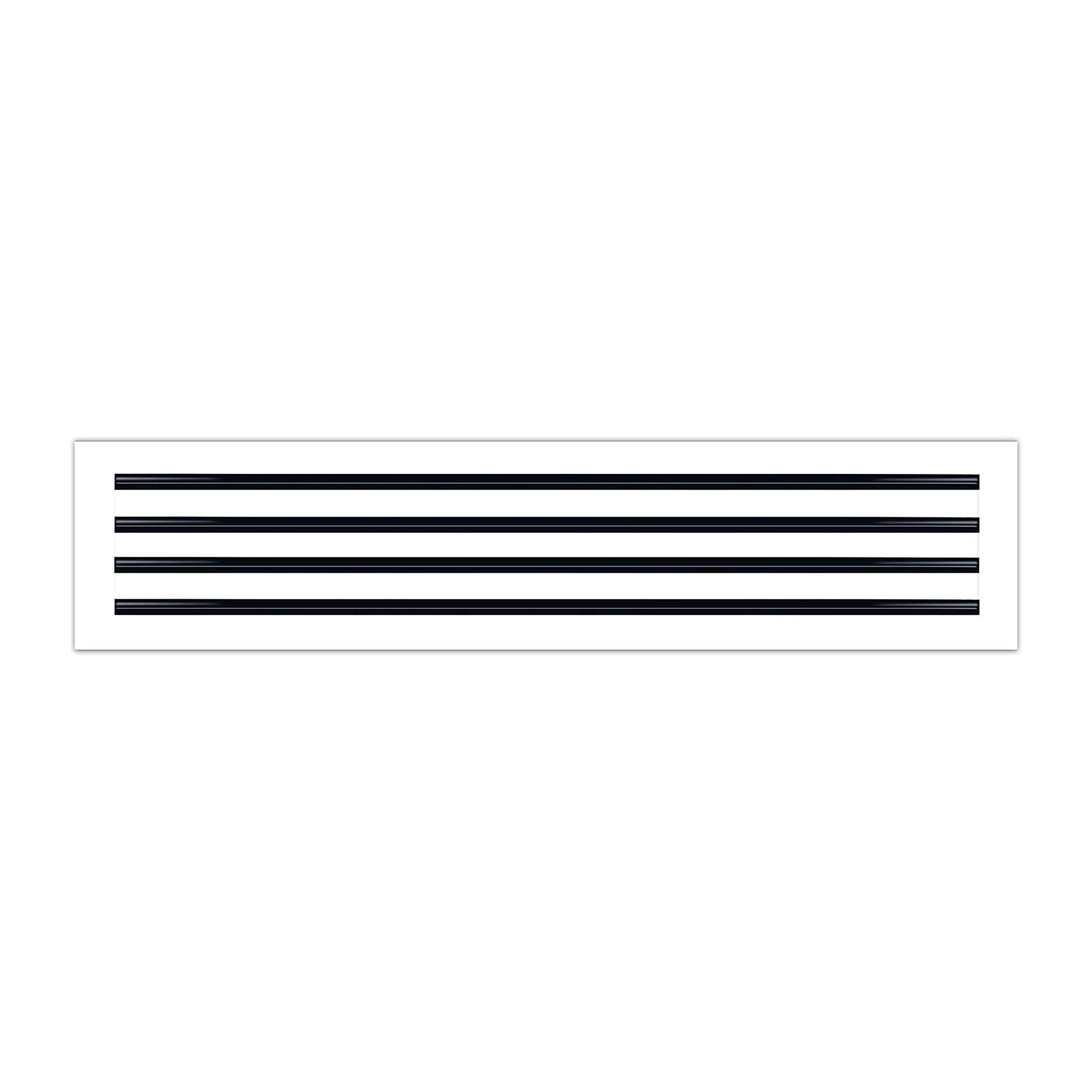 Front of 36x8 Modern Air Vent Cover White - 36x8 Standard Linear Slot Diffuser White - Texas Buildmart