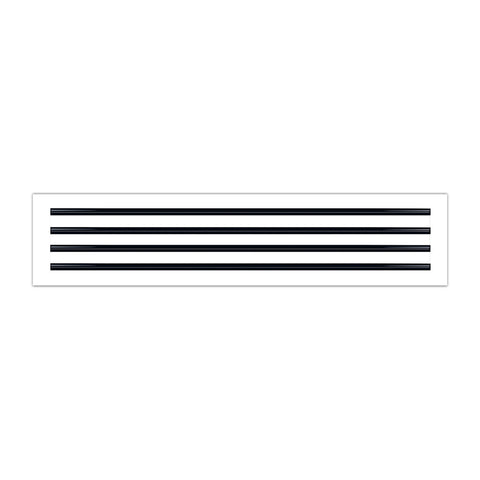 Front of 36x8 Modern Air Vent Cover White - 36x8 Standard Linear Slot Diffuser White - Texas Buildmart