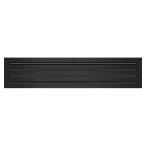 Front of 36x8 Modern Air Vent Cover Black - 36x8 Standard Linear Slot Diffuser Black - Texas Buildmart