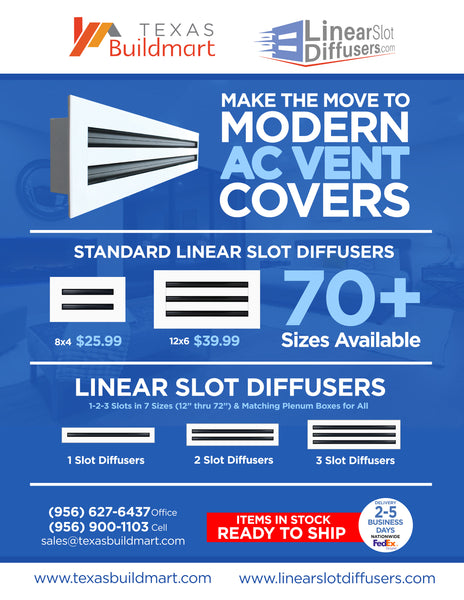 Brochure of 12 Inch 1 Slot Linear Air Vent Cover White - 12 Inch 1 Slot Linear Diffuser White - Texas Buildmart