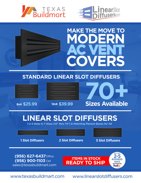 BUILDMART - 24-Inch Black Linear Slot Diffuser - 3 Slot - Triple Slot - Decorative Air Vent - Modern AC Vent Cover for Ceiling, Walls & Floors - Texas Buildmart